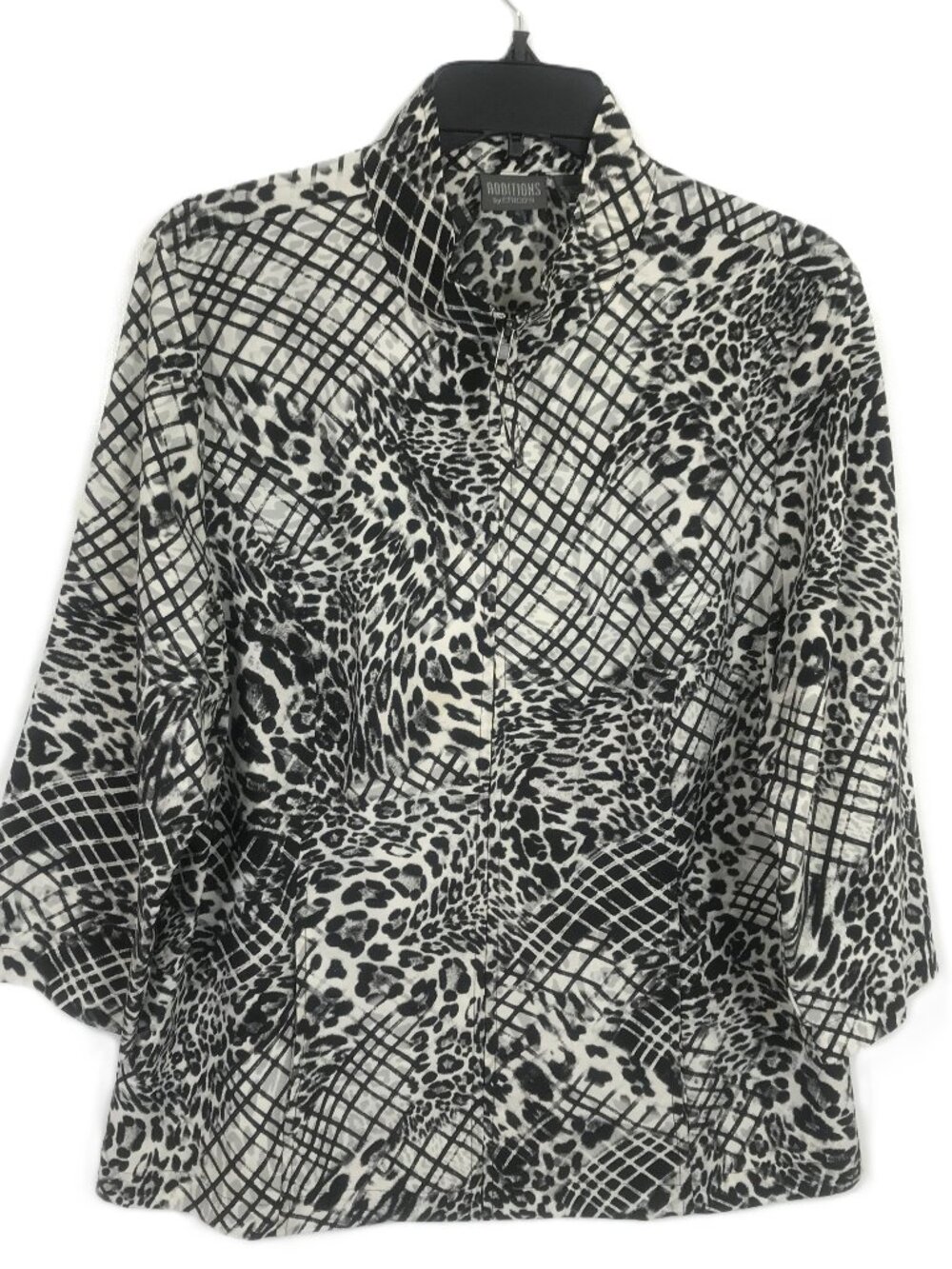 Chico's Lightweight Jacket Plus Size 2 Animal Print Pockets Casual, Additions